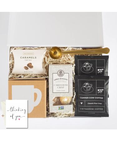 Unboxme Coffee Gift Baskets for Women & Men With Vietnamese Coffee, Cookies, & Mug | Coffee Sampler Gift For Birthday Or Thank You | Coffee Lover Gift Set | Corporate Gift For Co-worker or Employee Thinking of You Greeting Card
