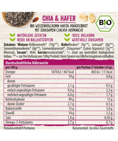 Buy Dr. Karg's Organic Crispbread Chia & Oats - Vegan High-Fiber Whole Grain Snack - 100% Natural Rich in Omega-3 (10x200g) - Buy Online on GoSupps.com
