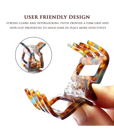 Kavya 6-Piece Non-Slip Hair Clips for Women | Small Angular Tortoise Acetate & Leopard Clips | Perfect for Thin Hair - Buy Online on GoSupps.com