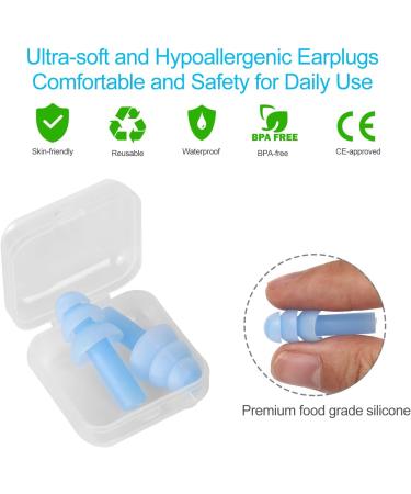 Nnrly Reusable Silicone Ear Plugs - Waterproof, Hypoallergenic, Noise Reduction for Hearing Protection - Ideal for Sleeping, Snoring, Swimming, Concerts - 6 Packs with Storage Bags - Buy Online on GoSupps.com