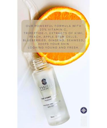 20% PURE VITAMIN C SERUM For Face with Hyaluronic Acid by TSU:SEI. Organic Anti Ageing Anti Wrinkle Serum For Face. Sensitive Dry Oily Acne Prone Skin. Women and Men.30ml. - Buy Online on GoSupps.com