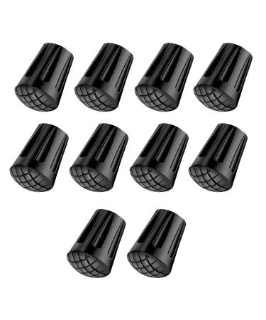 10pcs Walking Stick Rubber Tips Walking Pole Ferrules With Shock Absorption Spare Replacement Rubber Cane Tips Protectors Accessories For Hiking Camping Climbing (11mm Black)