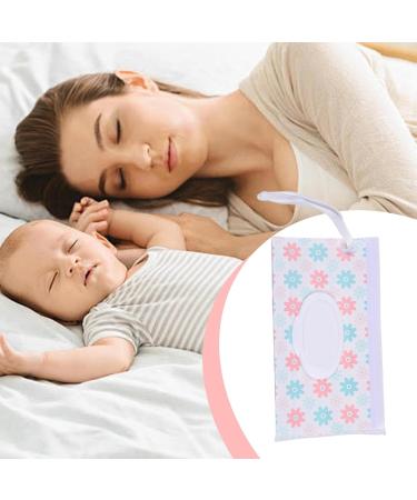 Shakven Baby Wipe Holder - Waterproof Baby Wipe Dispenser Wipe Holder For Bathroom Wipes Container Bohemian Style Design Wrist Strap Portable For Stroller Light Green Orange Flower - Buy Online on GoSupps.com