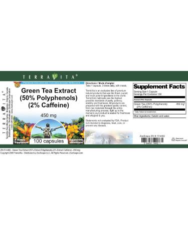 Green Tea Extract (50% Polyphenols) (2% Caffeine) - 450 mg (100 Capsules ZIN: 514482) - 3 Pack - Buy Online on GoSupps.com