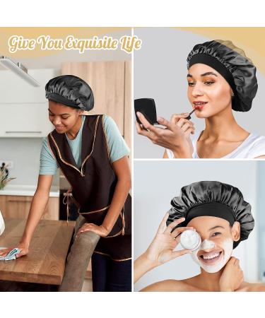 Hafree Silk Satin Bonnet Sleep Cap with Scrunchies - Double Layer Lined Bonnet for Curly Hair | Black - Buy Online on GoSupps.com