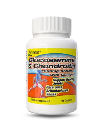 Arymar Glucosamine 1500 mg and Chondroitin 1200 mg with Collagen Joint Health Supplement 90 Capsules