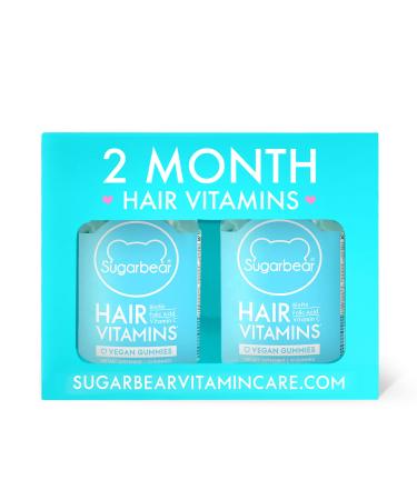 Sugarbear Hair Vitamin Gummies for Normal Hair & Nails Growth with Vegan Vitamin C, B12, Biotin, Zinc, Iodine, Folate, Coconut Oil, Hair Supplement for Women & Men (2 Month Supply) 60 Count (Pack of 2)