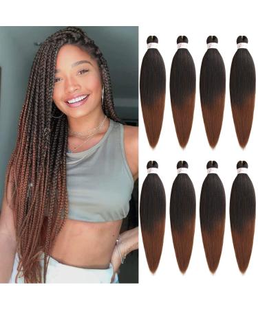 Xtrend 8 Packs 26 Inch Ombre Brown EZ Braiding Hair Extensions Pre Stretched for Box Braids Yaki Straight Kanekalon Fiber Pre Stretched Crochet Braiding Hair Extension T30# 26 Inch (Pack of 8) T30#
