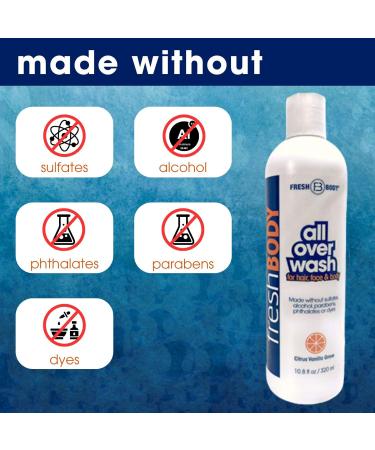 Fresh Body FB All Over Wash & Travel Size - Citrus Vanilla Grove Body Wash for Men & Women | Sulfate Paraben & Dye-Free - Buy Online on GoSupps.com