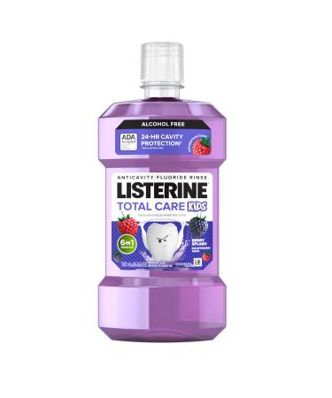Listerine Total Care Kids Mouthwash ADA Accepted Alcohol Free Anticavity Sodium Fluoride Mouthwash Kids' Oral Rinse for Cavity Protection Berry Flavor for Children's Oral Care 500 mL 16.9 Fl Oz (Pack of 1)