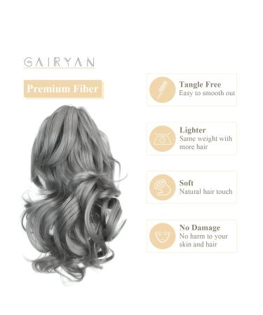 Gairyan 30cm Dark Gray Ponytail Hairpiece - Long Curly Claw Clip & Braid Extensions for Women | Synthetic Wavy Hair Extensions - Buy Online on GoSupps.com