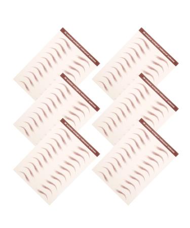 VICASKY 6 Feuilles de Faux Sourcils Autocollants Imperm ables 3D Effet Naturel pour Maquillage Transfert D Eau Facile Appliquer Stickers Sourcils Temporaires Marron pour Femmes Tenue