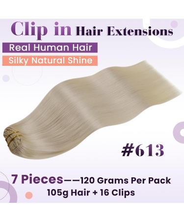 Laavoo Clip In Real Hair Extensions - Blonde Remy Human Hair Hellblond 40cm 105g - 7PCs #613 - Buy Online on GoSupps.com