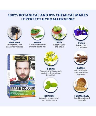 Indus Valley 100% Botanical Hypoallergenic Mustache & Beard Color for Men | Long-Lasting Vegan & Cruelty-Free Black Shade - Buy Online on GoSupps.com