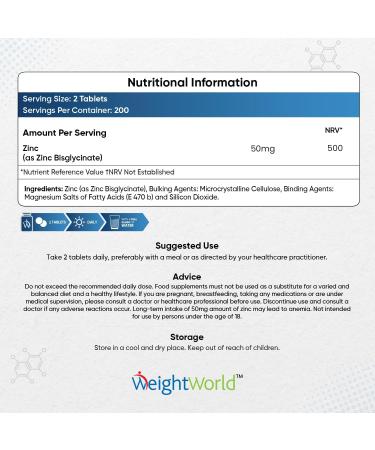 High Strength Vegan Zinc Bisglycinate Tablets 50mg 400 Tablets | Immunity Support for Skin, Hair & Nails | 6+ Months Supply | High Absorption Zinc Supplements for Men & Women - Buy Online on GoSupps.com