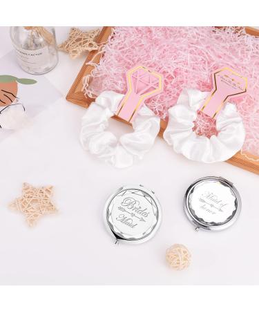8-Piece Pocket Makeup Mirror Set & Hair Ties for Bachelorette Party - Silver | Bride, Maid of Honor, Bridesmaid Proposal Gifts - Buy Online on GoSupps.com