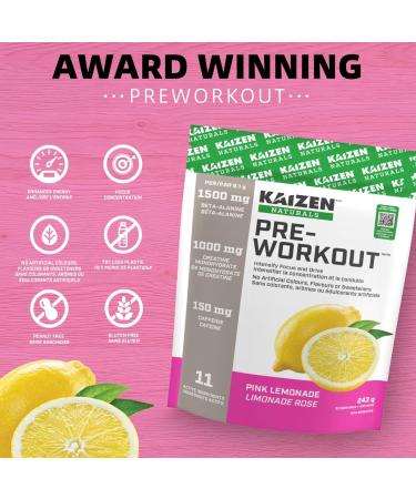 Kaizen Naturals Pre-Workout Pink Lemonade 243g Pouch - Buy Online on GoSupps.com