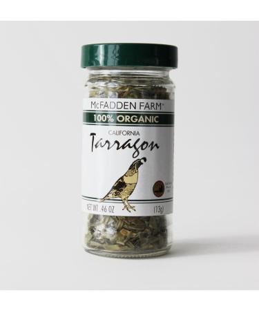 McFadden Farm Organic Tarragon, Dried Herb, Grown and packed in the U.S.A, 0.46 oz in glass jar
