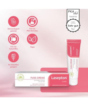 Lasepton Lasepton Foot Cream 75ml: intensive moisturizing care with 12% urea cream for very dry feet and cracked heels against calluses fissures and pressure points - Buy Online on GoSupps.com