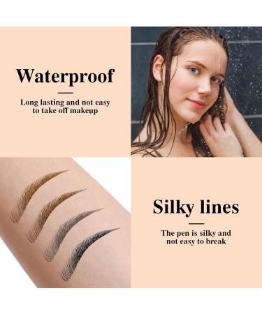 3D Waterproof Microblading Eyebrow Pen Natural Brows Eyebrow Pencil with 4 Fork Tip Magical Liquid Eyebrow for Makeup Beginners (Black) - Buy Online on GoSupps.com