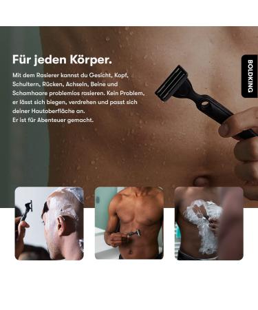 Boldking 3in1 Men's Razor - Flexible Blades for Beard Head and Body Shaving | Ideal for Normal Skin - Includes Suction Cup - Buy Online on GoSupps.com
