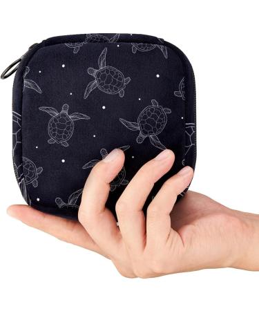 Black Sea Turtle Sanitary Napkin Storage Bag - Portable Menstrual Period Kit Pouch - Buy Online on GoSupps.com