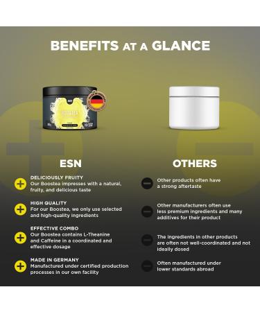 ESN Boostea Infused Ice Tea Lemon 200 g Booster with Caffeine Powder and Green Tea Extract Infused Ice Tea Lemon 200.00 g (Pack of 1) - Buy Online on GoSupps.com