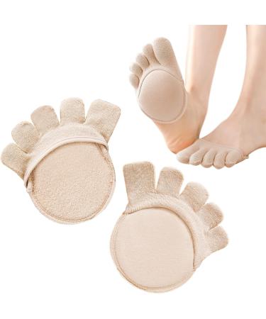 Women's Metatarsal Pads & Toe Separator Socks - Beige Cotton Foot Cushions for Ball of Foot Pain and Metatarsalgia (1 Pair) - Buy Online on GoSupps.com