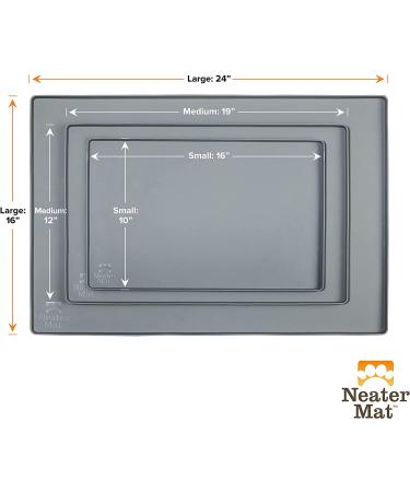 Neater Pet Brands Waterproof Silicone Pet Mat 24x16 Gunmetal - Protect Floors from Food & Water - Buy Online on GoSupps.com