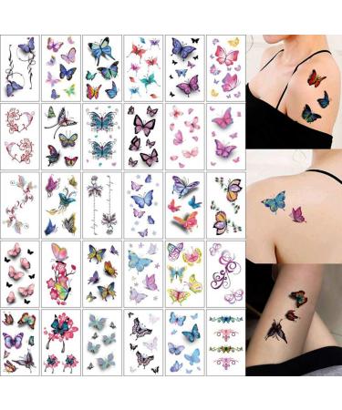 Waterproof 3D Butterfly Temporary Tattoo Sticker - 60 Sheets for Women - Buy Online on GoSupps.com
