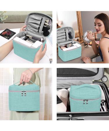 Large Aqua Green Makeup Bag Organizer - Travel Cosmetic Case with Mesh Brush Holder - Buy Online on GoSupps.com