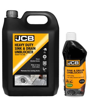 JCB 5L Plus 500ml Heavy Duty Sink & Drain Unblocker - Ready To Use Clears Blocked Drains And Helps To Keep Fresh Odour - Maintains Free Running Drains - Buy Online on GoSupps.com