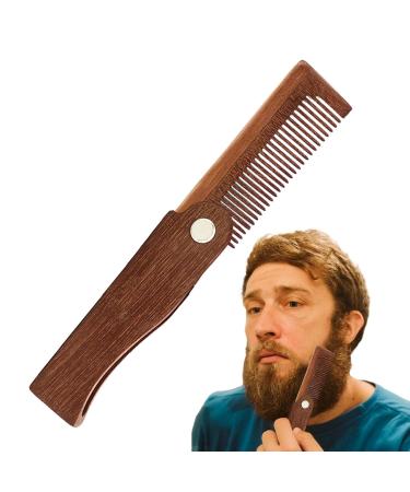 Zceplem Wooden Beard Comb for Men - Portable Foldable Antistatic Hair Tool | Pocket-Sized Bart Ridge Cleaner - Buy Online on GoSupps.com
