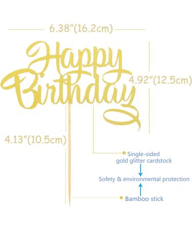 Gold Happy Birthday Cake Topper - Gold Glitter Cake Topper Decoration Photo Booth Props Cake Smash Decoration Supplies - Buy Online on GoSupps.com
