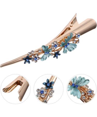 minkissy Rhinestone Alligator Hair Clips Flower Hair Barrettes Alloy Large Duckbill Clip Delicate Hair Accessories for Women and Girls 12x2.5cm Blue - Buy Online on GoSupps.com