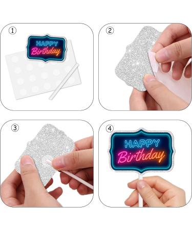 18pcs Blue Fluorescence Glitter Dessert Cupcake Topper Cheer to Let s Glow Crazy Happy 50th Birthday Theme Decoration Supplies Anniversary Wedding Party Decor Supplies - Buy Online on GoSupps.com