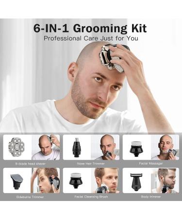 Premium 9D Head Shaver for Men - 6-in-1 Rechargeable Waterproof Bald Head Razor with Floating Replacement Blades - Buy Online on GoSupps.com