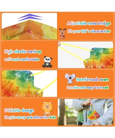 Zoonana Kids Disposable Face Masks - 30 Pcs Breathable 4-Ply Protection Mask for Boys and Girls - Tie Dye Colorful Design - Buy Online on GoSupps.com