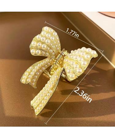 4 Pcs Bow Diamond Pearl Hair Clips for Women Girls - Non Slip Strong Hold Hair Jaw Clips - Ideal Headwear Gift - Buy Online on GoSupps.com
