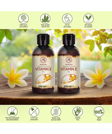 Vitamin E Oil Set 2x250ml - Natural Moisturizer for Face Body & Hair | Rich in Vitamin E for Ultimate Skin & Hair Care - Buy Online on GoSupps.com