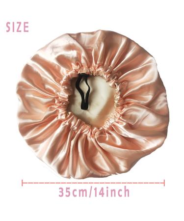 LadayPoa 2PCS Satin Adjustable Bonnet Hair Caps for Women | Double-Sided Bonnet Hair Wrap | Black+Pink - Buy Online on GoSupps.com