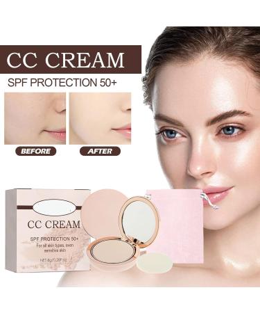 CC Cream Compact SPF 50+ CC Cream Makeup longue dur e imperm able et r sistant la transpiration poudre anti-cernes avec miroir et poche de maquillage (couleur naturelle) 8 g (Lot de 1) couleur naturelle - Buy Online on GoSupps.com