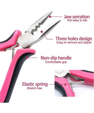 Hair Extension Pliers 3-Hole Mini Hair Extension Tool for Micro and Nano Ring Hair Extensions (Pink) - Buy Online on GoSupps.com