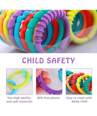 24 Pcs Baby Teething Ring Toys - Stroller Toy Hooks & Rattling Links - Essential Toddler Teething Accessories - Buy Online on GoSupps.com