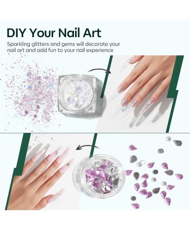 Modelones Poly Nail Gel Kit - 6 Colors 48W Nail Lamp Dark Emerald Green & Misty Gray - Perfect for Fall/Winter DIY Nail Art & Gifts - Buy Online on GoSupps.com