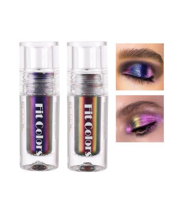SUSIKEKI Liquid Glitter Eyeshadow Chameleon Multichrome Metallic Shimmer Eye Shadows for Bold Smokey Makeup Looks Long Lasting Quick Drying Opaque Sparkling Korean Makeup Kits(5 & 6) Dark Blue + Purple
