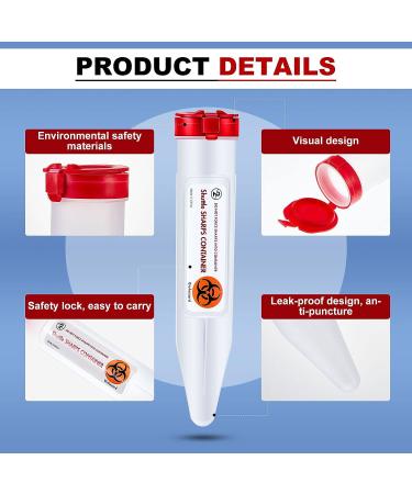 Travel Sharps Container with Locking Mechanism - 24 Pack | Small Sharps Disposal for Needles | Single-Use Transportable Container - 6.5 x 1.38 Inches - Buy Online on GoSupps.com
