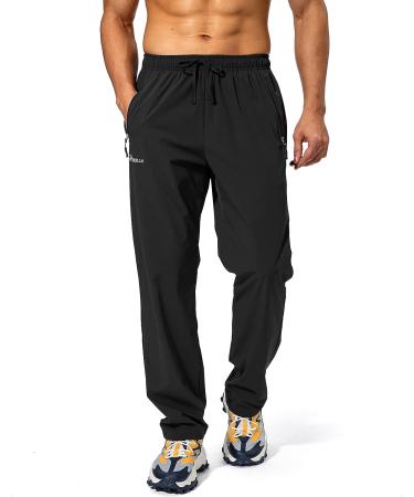 Pudolla Men's Black Running Pants with Zipper Pockets - Size Large - Buy Online on GoSupps.com