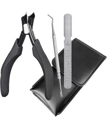 Ergonomic Toe Nail Clippers for Thick Nails - Splash Proof Non-Slip Grip for Seniors & Adults | Perfect for Fingernails & Ingrown Toenails - Black 3P - Buy Online on GoSupps.com
