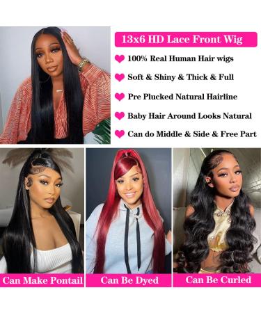 ALI PANDA 13x6 HD Transparent Lace Frontal Wig 28 Inch Straight Human Hair | Pre-plucked, Glueless, 180% Density for Black Women - Buy Online on GoSupps.com